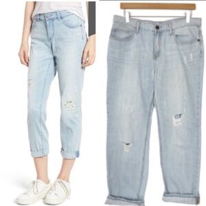 LONDONJEAN Light Wash High Waist Boyfriend Jeans 8 Distressed Casual
